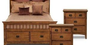 Wooden Storage Bed With Side Table