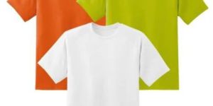Mens Poly Cotton Plain Round Neck T Shirt