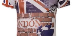 Mens Printed Cotton V Neck T-Shirt