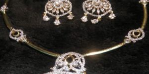 Hasli Gold Plated American Diamond Necklace Set