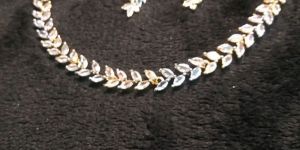 Long Cut American Diamond Necklace Set