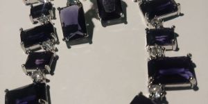 Rectangle Purple Crystal Stone Necklace Set