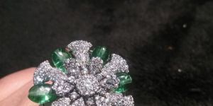 Round Green Crystal American Diamond Ring