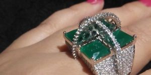 Square Green Crystal American Diamond Ring