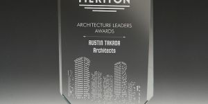 Transparent Wooden Base Crystal Trophy