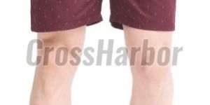 Mens Maroon Triangle Printed Cotton Shorts with Back Pocket
