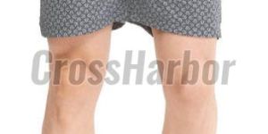 Mens Navy Blue Floral Printed Cotton Shorts with Back Pocket