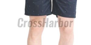 Mens Navy Blue Triangle Printed Cotton Shorts