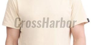 Mens Regular Fit Beige Cotton T-Shirt