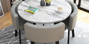 VIKINTERIO Maxico Round Space Saving Four Seater Dining Table Set