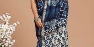 Hand Block Printed Katan Silk Saree