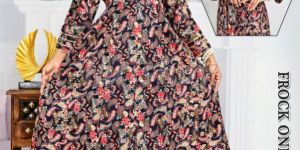 Rayon Foil Print Frock Suits