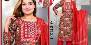 Stylish Rayon Foil Print with Work 3 Pcs Set