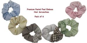 Premium Pastel Feel Emboss Hair Scrunchies-RB-175-L