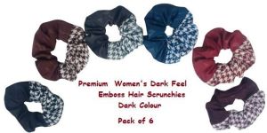 Premium Women's Dark Feel Emboss Hair Scrunchies RB-175-D
