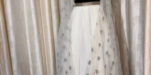 Sequence Zari Embroidery On Net Fabric Dyeable