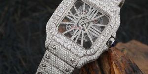 Luxury Cartier Skeleton Iced Out Moissanite Diamond Watch