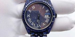 Rolex Datejust Full Iced Out Cubic Zirconia Cut Studded Diamond Watch
