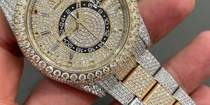 Rolex Datejust Skydweller Full Iced Out Two Tone Moissanite Diamond Watch