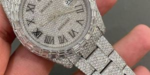 Rolex Datejust White Tone Full Iced Out Moissanite Diamond Watch