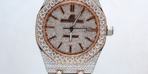 Rose Gold Two Tone Fully Iced Out AP Moissanite Watch