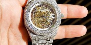 Round Dial Fully Iced Out AP Moissanite Watch