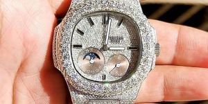 Silver Iced Out Patek Philippe Moissanite Watch