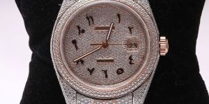 Two Tone Rose Gold Iced Out Rolex Moissanite Watch
