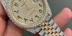 White & Yellow Gold Rolex Datejust Full Iced Out Two Tone Diamond Watch