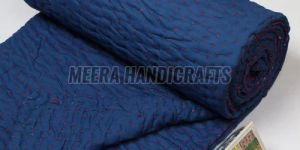 Royal Blue Plain Cotton Handmade Kantha Quilt