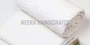 White Plain Cotton Handmade Kantha Quilt