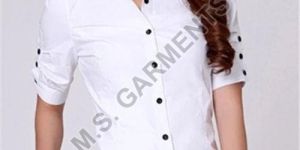 White Plain Ladies Cotton Shirt