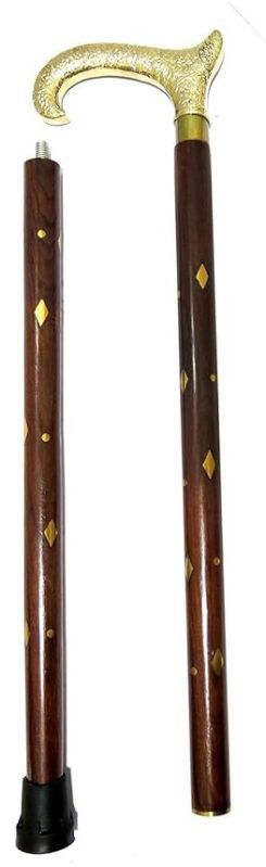 Wooden Walking Stick with Brass Handle