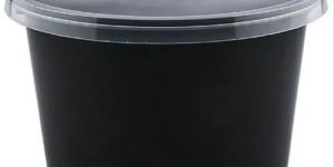 Plain 400ml Plastic Black Food Container