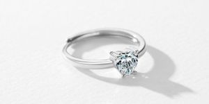 925 Sterling Silver Heart Shape Rhodium Plated Open Rings