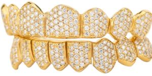 Men Gold Plated Sterling Silver Moissanite Diamond Grillz
