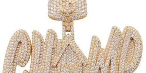 Men Gold Plated Sterling Silver Letter Hip Hop Pendant