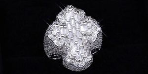 Men Hiphop Cross Sterling Silver Moissanite Ring