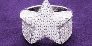 Men Hiphop Sterling Silver Moissanite Ring