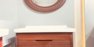 Rustic Teak Wall Mounted Bathroom Vanity