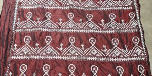 Ladies Gujarati Work Embroidered Silk Saree