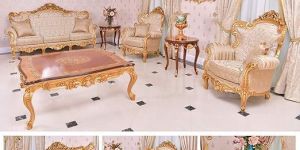 Solid Teak Wooden Handcarved Luxury Sofa Set