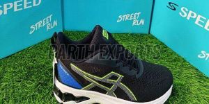 Speed Mens Black Leather Running Sports Shoes