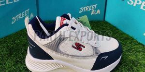 Speed Mens Blue and White Leather Running Sports Shoes