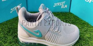 Speed Mens Grey and Sky Blue Comfort Fit Leather Sports Shoes