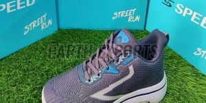 Speed Mens Grey Leather Running Sports Shoes