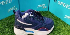 Speed Mens White and Blue Comfort Fit Leather Sports Shoes