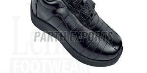 Sporty PU Leather Black Boys School Shoes