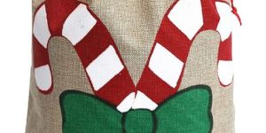 Sparkling Christmas Party Gift Reusable Natural Jute Drawstring Bag - KCG - 001