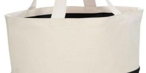 Stylish Cotton Canvas Bag With Dyed Jute Base Inner Pocket Top Zipper Closure - KCC - 008